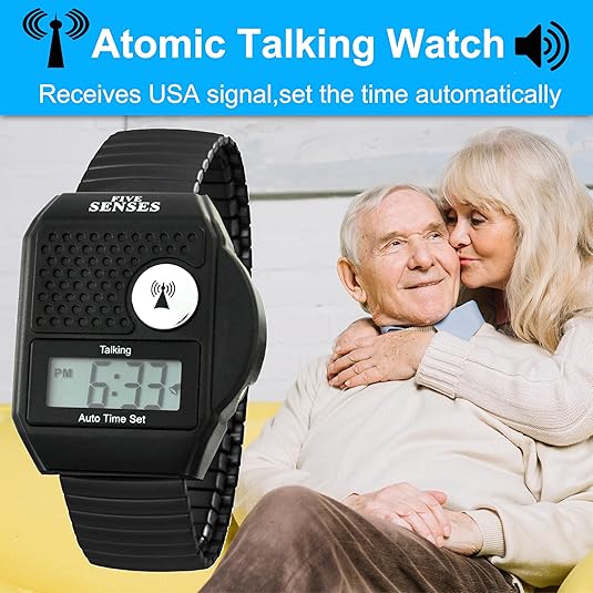 Five Senses Atomic Top Button English Talking Watch for Seniors Blind Men Women Low Vision