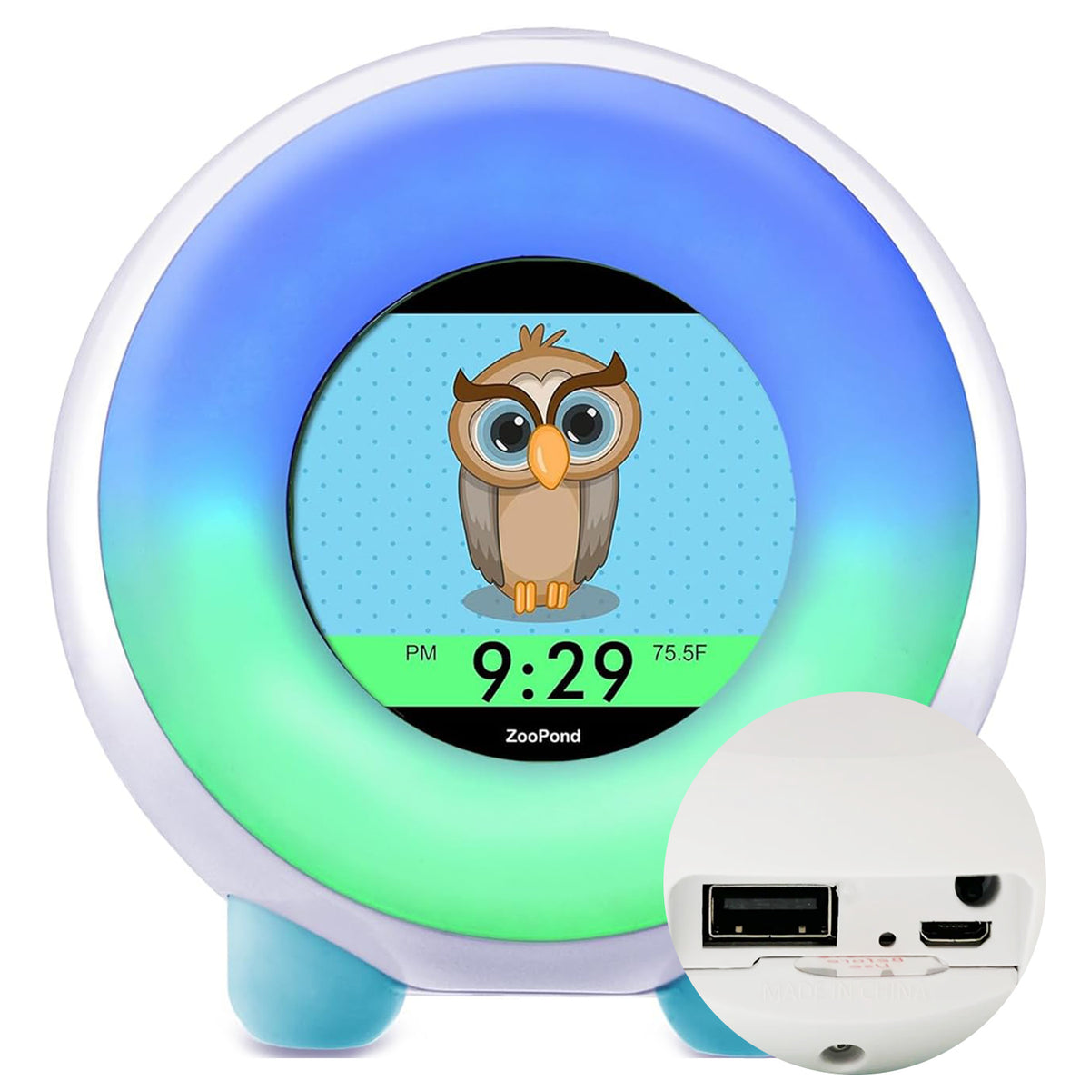 ZOOPOND - Full-Color Mobile Display Alarm Clock for Kids, Kids Alarm Clock, Kids Night Light, Ok to Wake Clock, Wake Up Light, Toddler Clock GRO Clock, Sound Machine Kids, 16 Cartoon Characters