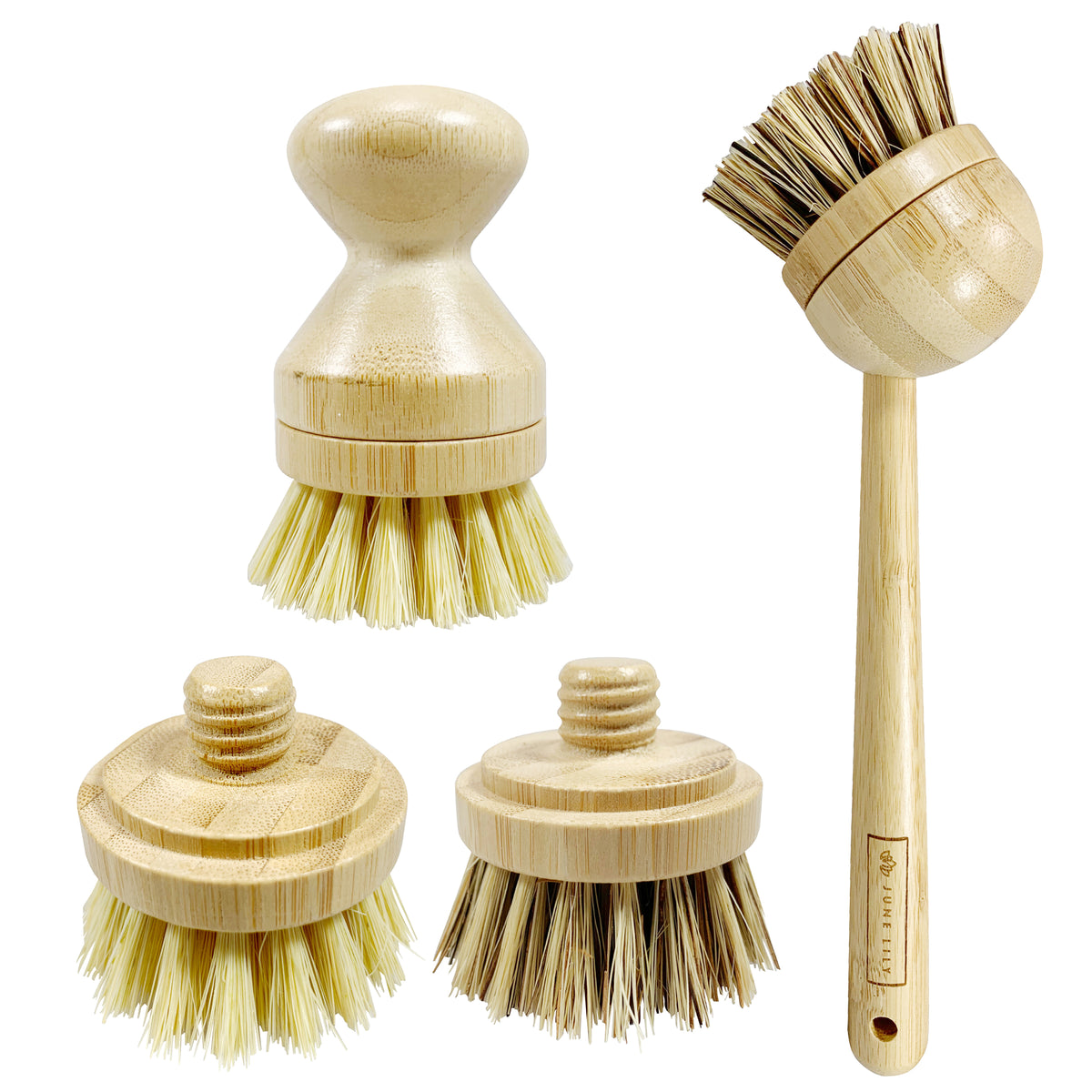 6Pcs Bamboo Dish Brush Head Soft Sisal Bristle Dish Natural