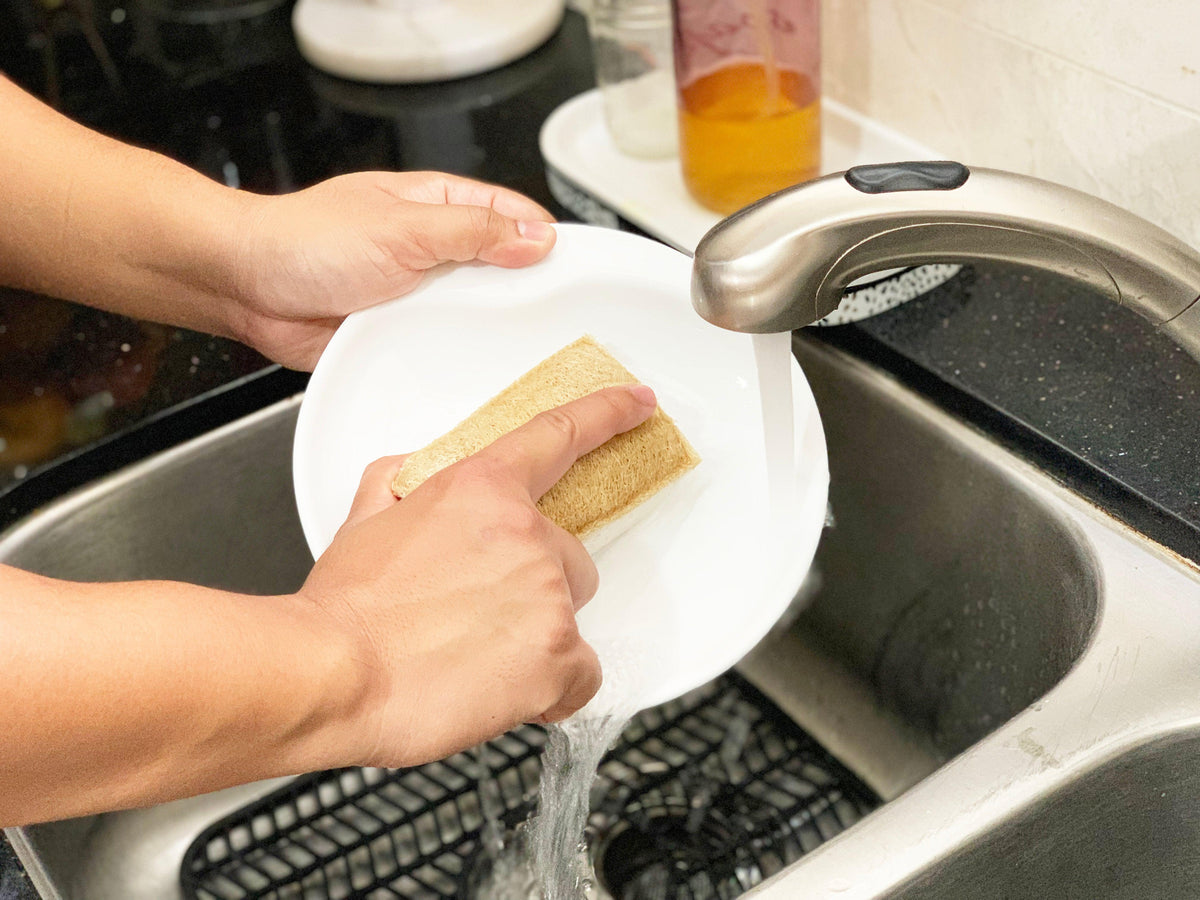 Solid Dish Soap Sponge Scrubber Bundle Zero Waste Kitchen Cleaning